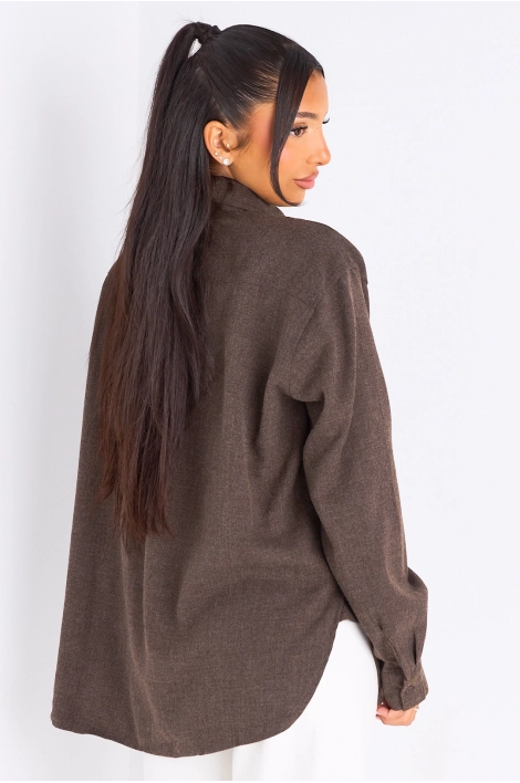 Chemise à manches longues marron + châle