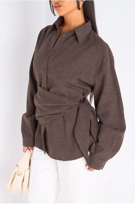 Chemise à manches longues marron + châle