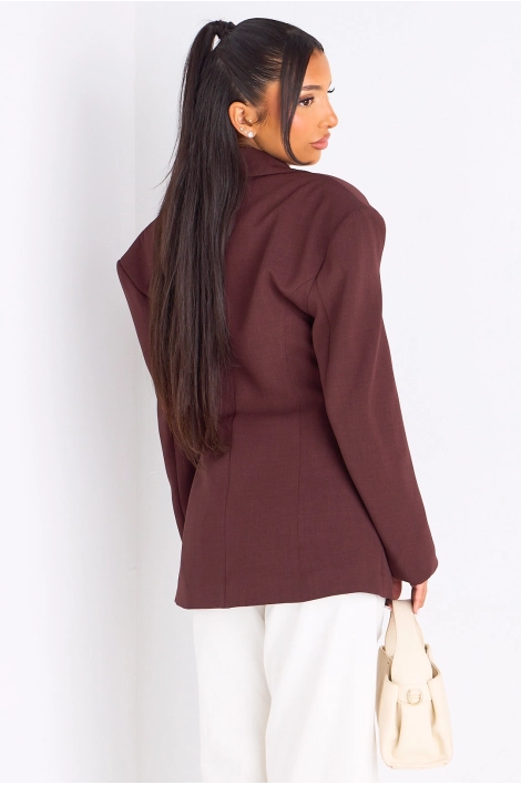 Kopie von Kopie von Veste blazer camel à coupe droite ceinturée
