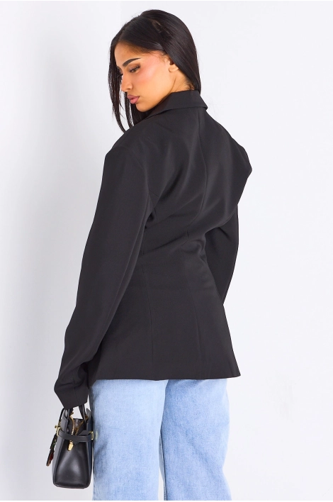 copy of copy of Veste blazer camel à coupe droite ceinturée