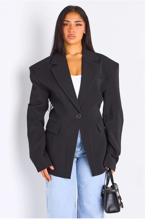 copy of copy of Veste blazer camel à coupe droite ceinturée