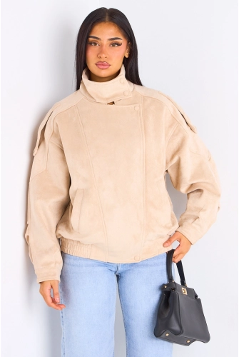 Veste courte en suédine beige