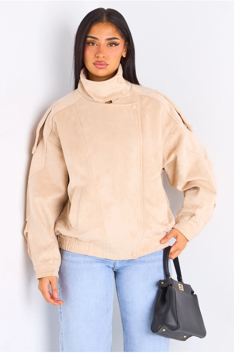 Veste courte en suédine beige