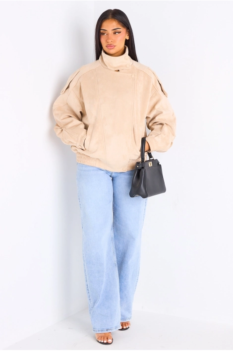 Veste courte en suédine beige