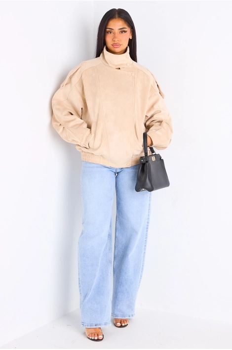 Veste courte en suédine beige