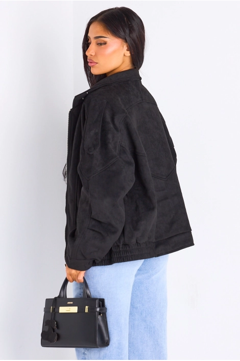 Veste courte en suédine noire