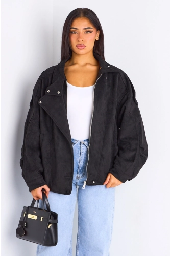 Veste courte en suédine noire