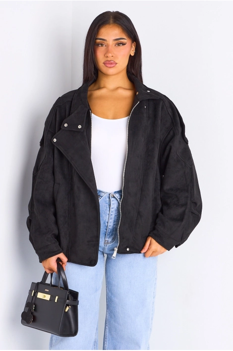 Veste courte en suédine noire