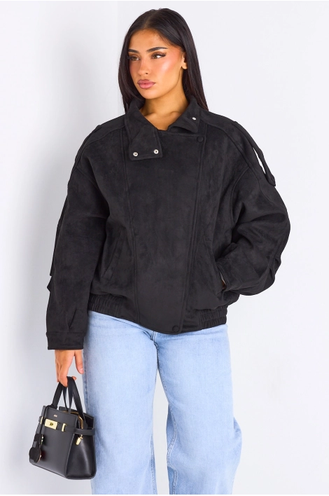 Veste courte en suédine noire