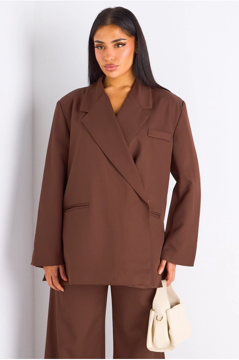 Ensemble 2 pièces : blazer + pantalon tailleur marron