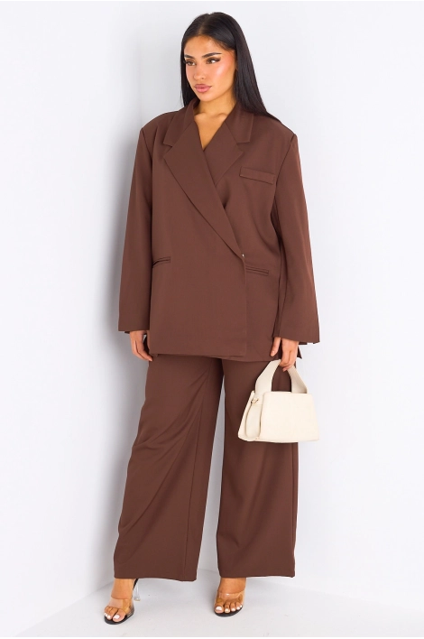 Ensemble 2 pièces : blazer + pantalon tailleur marron