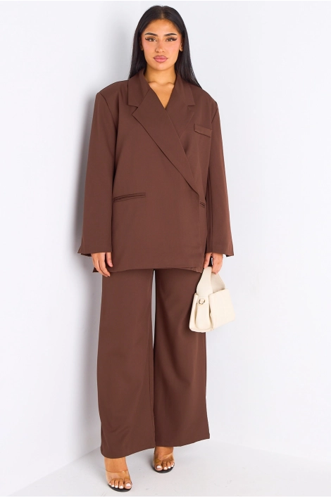 Ensemble 2 pièces : blazer + pantalon tailleur marron