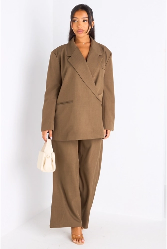 Ensemble 2 pièces : blazer + pantalon tailleur kaki