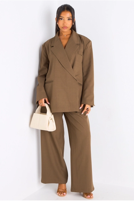 Ensemble 2 pièces : blazer + pantalon tailleur kaki