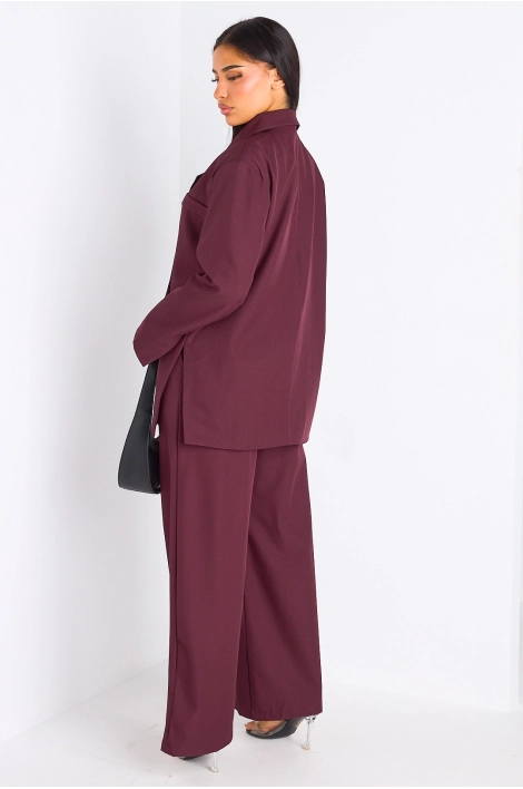 Ensemble 2 pièces : blazer + pantalon tailleur bordeaux