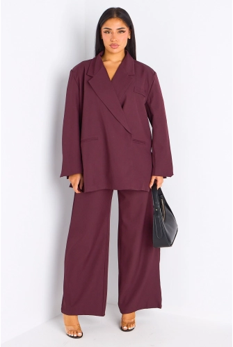 Ensemble 2 pièces : blazer + pantalon tailleur bordeaux