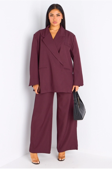 Ensemble 2 pièces : blazer + pantalon tailleur bordeaux