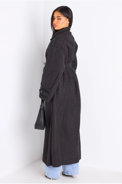 Manteau long texturé gris foncé