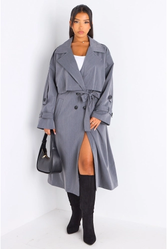 Trench long de couleur gris clair