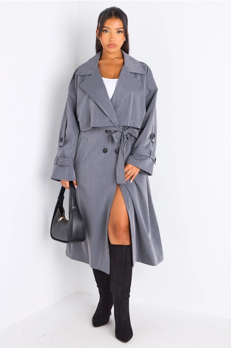 Trench long de couleur gris clair