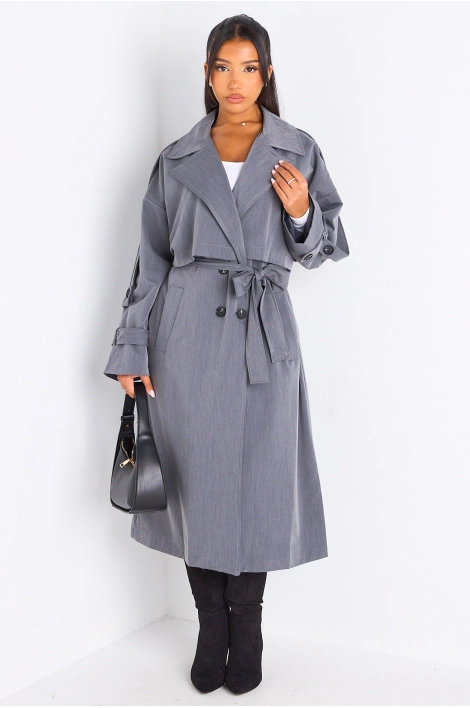 Trench long de couleur gris clair