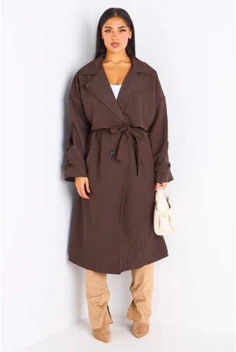 Trench long de couleur marron