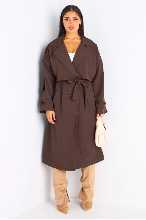 Trench long de couleur marron