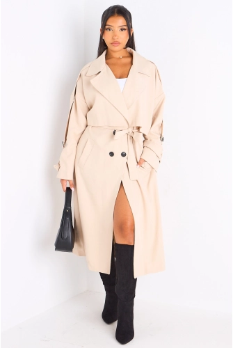 Trench long de couleur beige