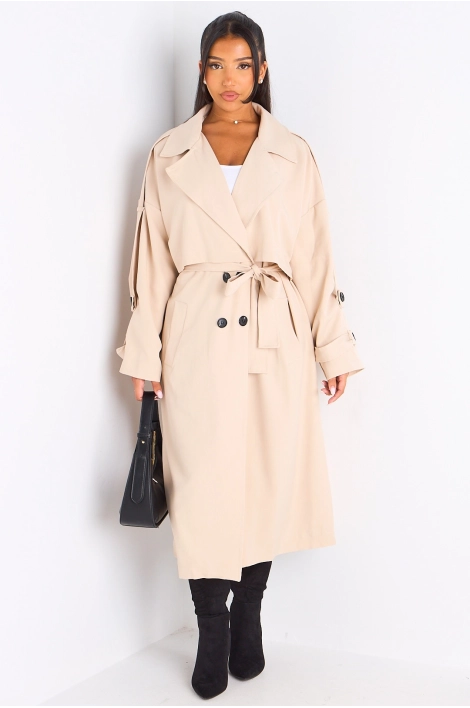 Trench long de couleur beige