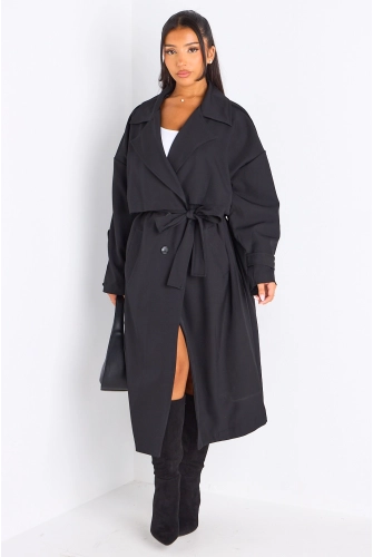 Trench long de couleur noire