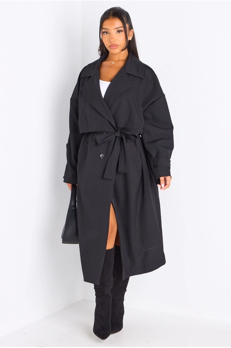 Trench long de couleur noire