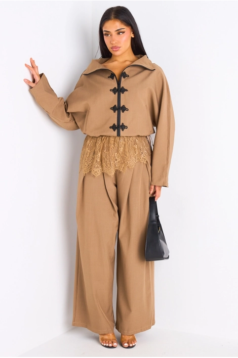 Ensemble 2 pièces : veste + pantalon camel