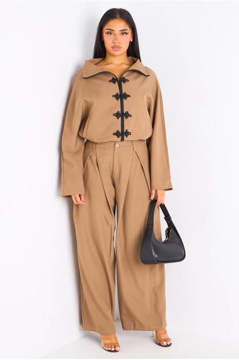Ensemble 2 pièces : veste + pantalon camel