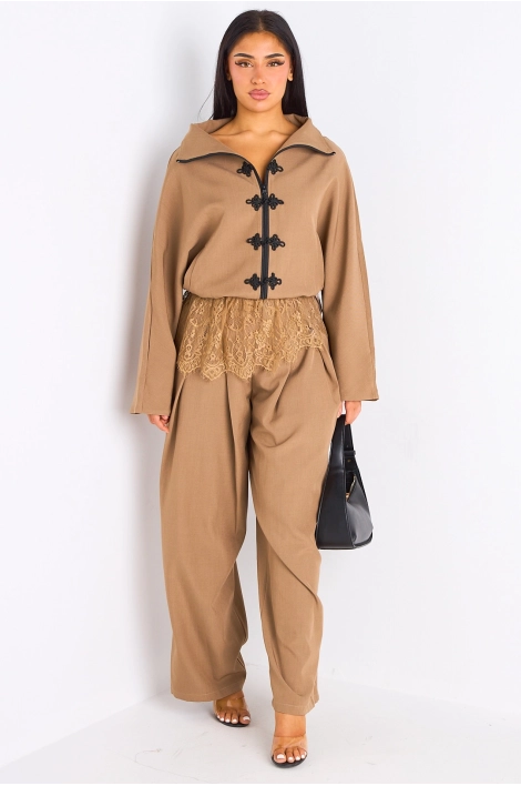 Ensemble 2 pièces : veste + pantalon camel