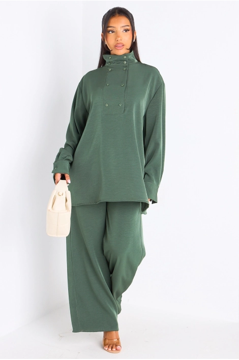 Ensemble 2 pièces : blouse + pantalon kaki