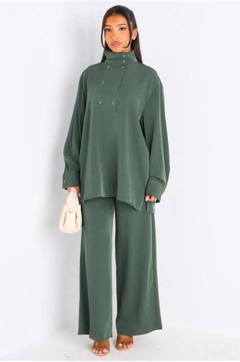Ensemble 2 pièces : blouse + pantalon kaki