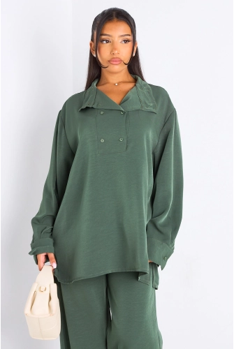 Ensemble 2 pièces : blouse + pantalon kaki