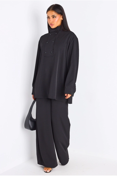 Ensemble 2 pièces : blouse + pantalon noir