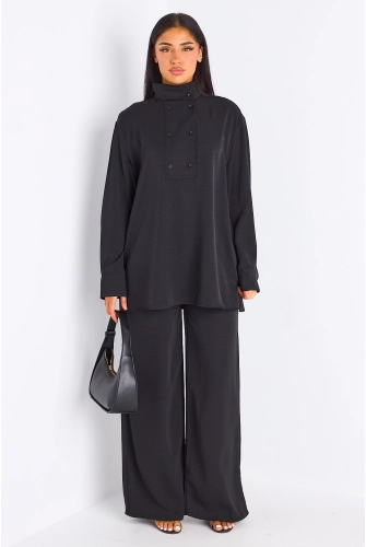 Ensemble 2 pièces : blouse + pantalon noir