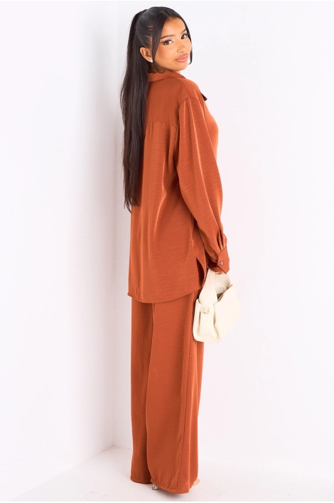 Ensemble 2 pièces : blouse + pantalon rouille