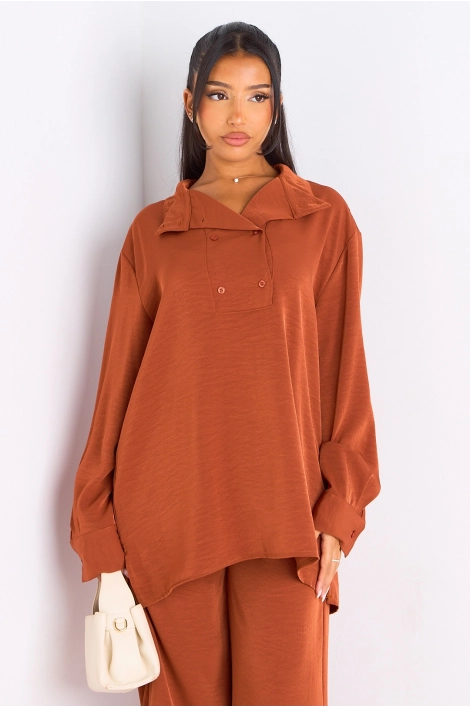 Ensemble 2 pièces : blouse + pantalon rouille