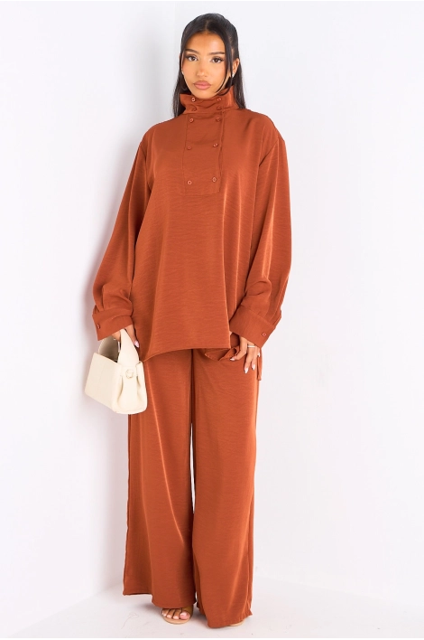 Ensemble 2 pièces : blouse + pantalon rouille