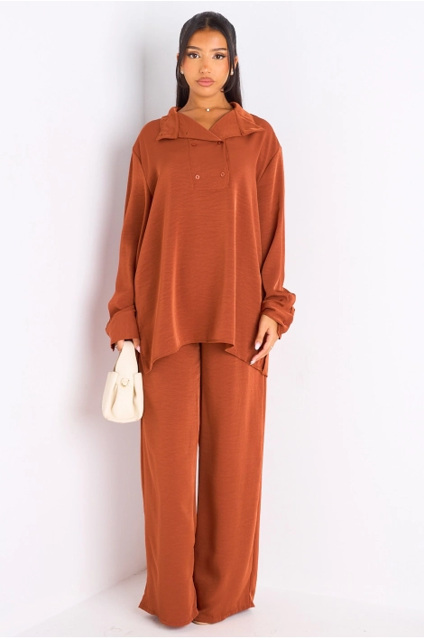 Ensemble 2 pièces : blouse + pantalon rouille
