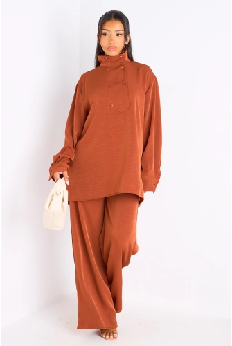 Ensemble 2 pièces : blouse + pantalon rouille
