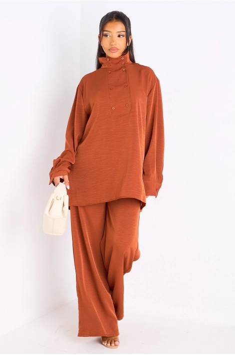 Ensemble 2 pièces : blouse + pantalon rouille
