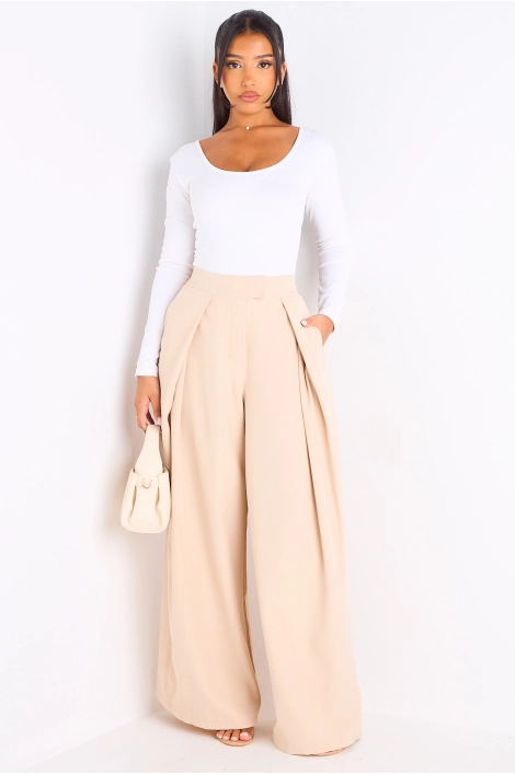 Pantalon palazzo beige