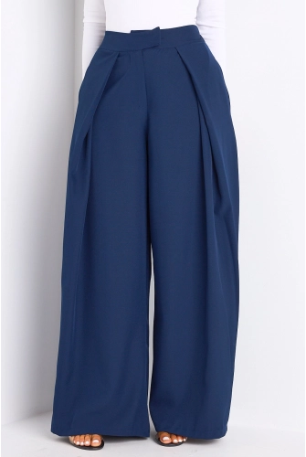 Pantalon palazzo bleu marine