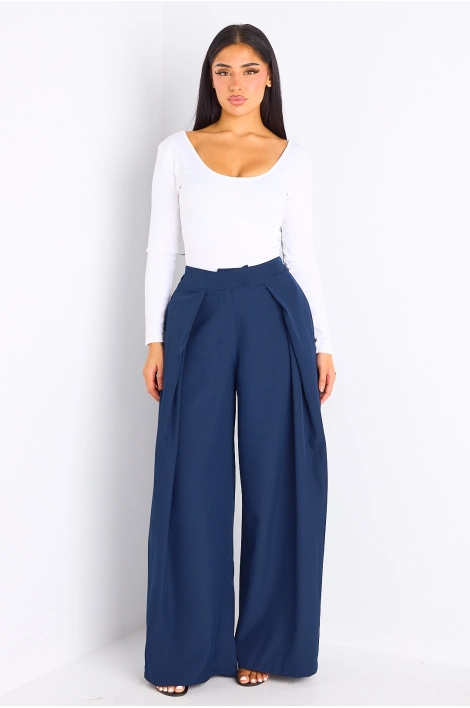 Pantalon palazzo bleu marine