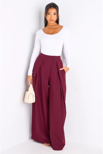 Pantalon palazzo bordeaux