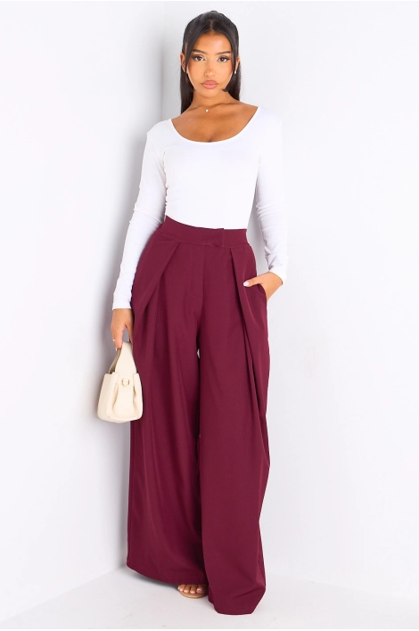 Pantalon palazzo bordeaux
